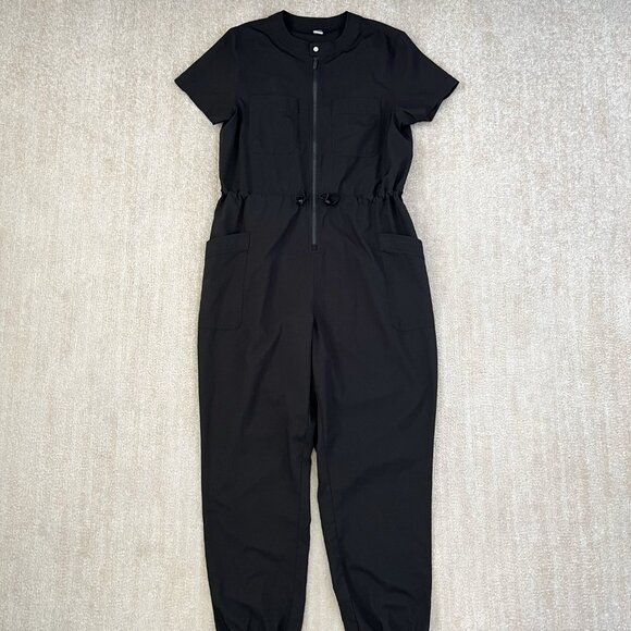 Old Navy Active StretchTech Short Sleeve Utility Black Jumpsuit S - Picture 1 of 10